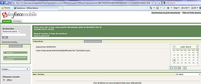 acceuil salesforce offline edition