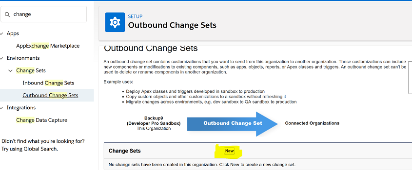 Create Outbound Change Set